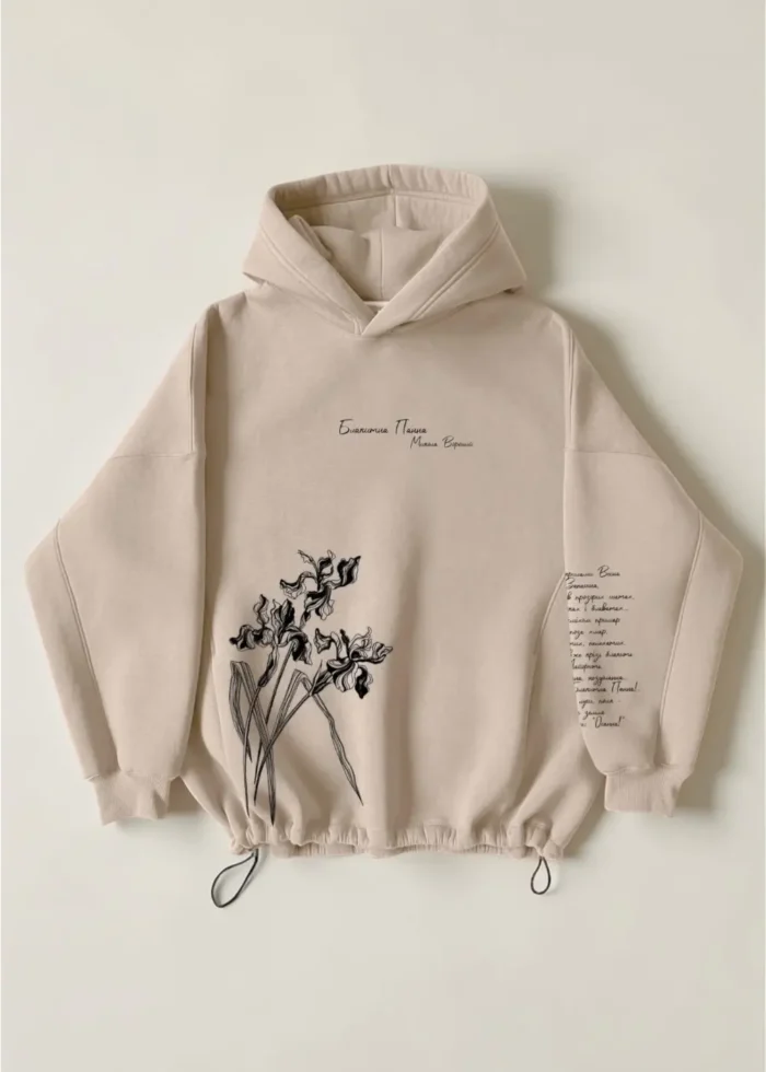 Худі оверсайз ВІРШІ Блакитна Панна Вороний - Зображення 2